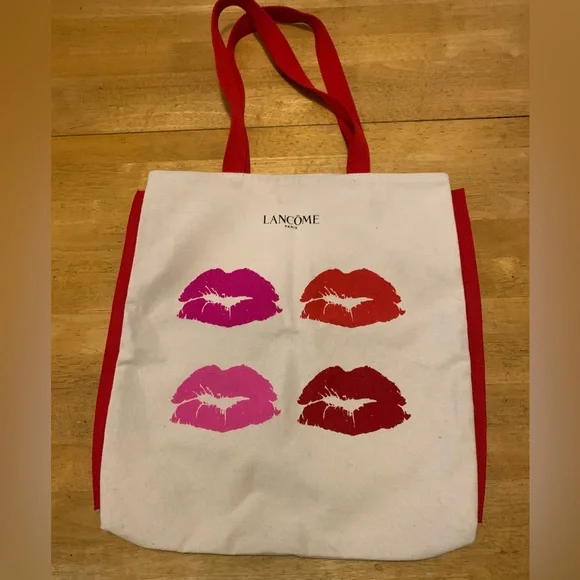 Lancome Lip Kiss Tote BAG Large Canvas Double Handle - Picture 3 of 8